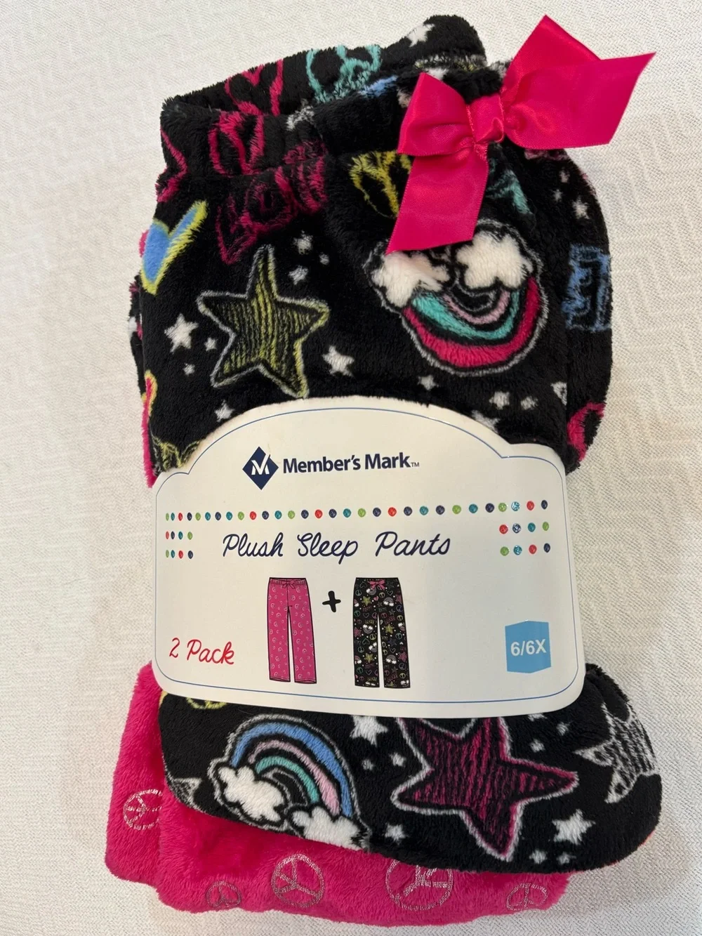 Girls Pajama Pants Size 6 / 6X Sleep Loungewear Set 2 Pair Bundle Pink Purple